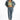 Model in Cassidy light blue high-waisted straight leg jeans and matching denim jacket for a streetwear aesthetic.