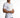Man in a white Fill In The Blank streetwear t-shirt with an embossed graphic paired with blue denim jeans.