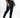 Side view of Marco slim-fit dark blue denim jeans with distressed knees and urban wash on a male model.