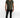 Model in Mason slim straight black jeans with subtle distressing, olive t-shirt, and black sneakers on white backdrop.
