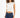 Model wearing the white Verona Essential cropped tee with pleated waist detail paired with slim-fit blue jeans.
