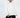 Model in Ari oversized white crewneck sweatshirt with QUstyle patch and black pants against a white background.