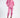 Model wearing a pink long-sleeve Gem Romper with drawstring waist and zip-up collar, paired with black platform boots.