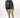 Model wearing a Russell black faux-leather biker jacket with silver hardware, styled with khaki cargo joggers.