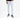 Model wearing Elliott slim fit white distressed jeans with knee rips and black high-top sneakers.
